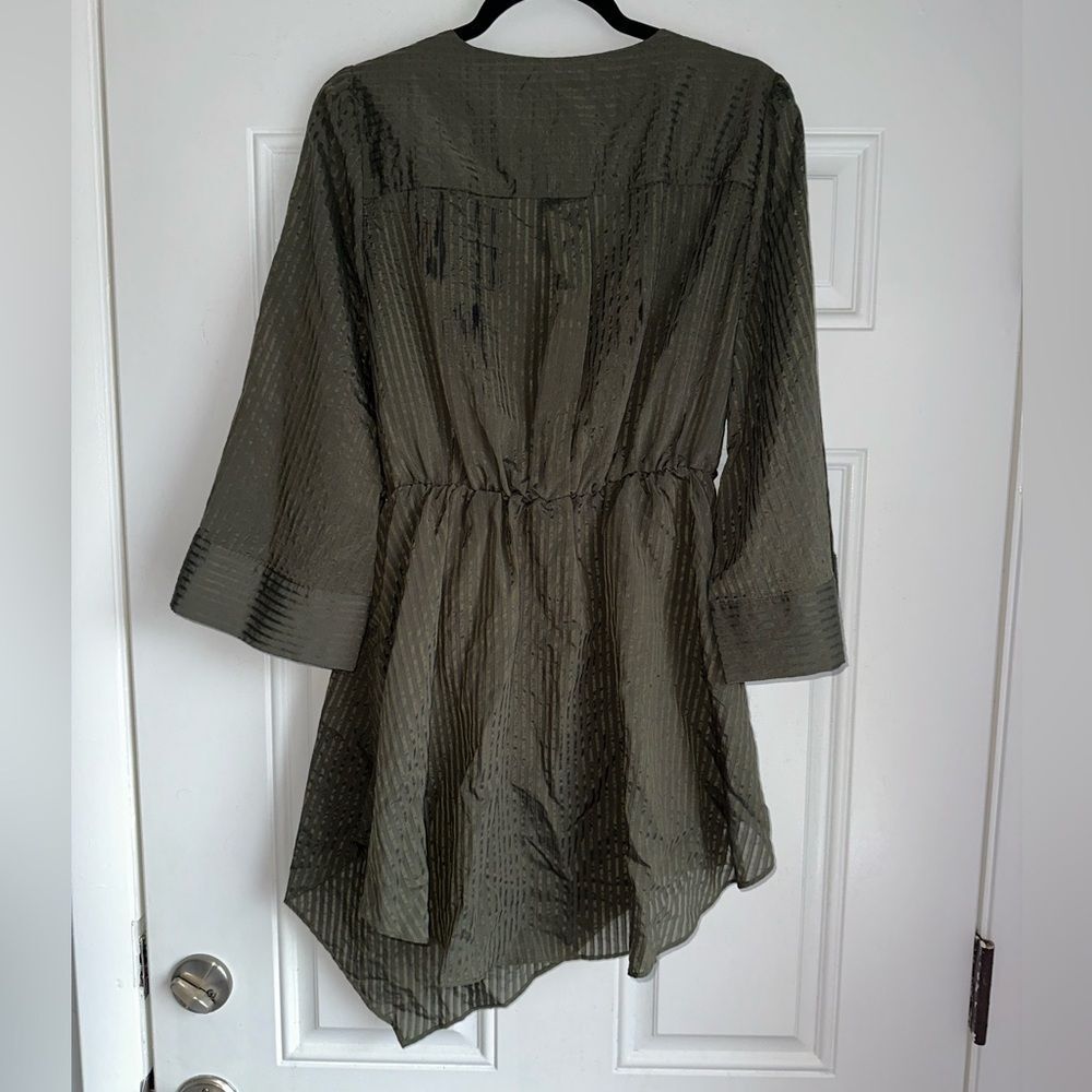 NWT CITY CHIC size 12 olive jacquard wrap shirt top Whitney v-neck blouse - Picture 6 of 7
